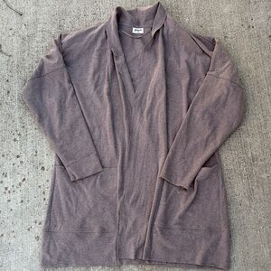 Pact Organic cotton taupe heather open cardigan wrap airplane medium large